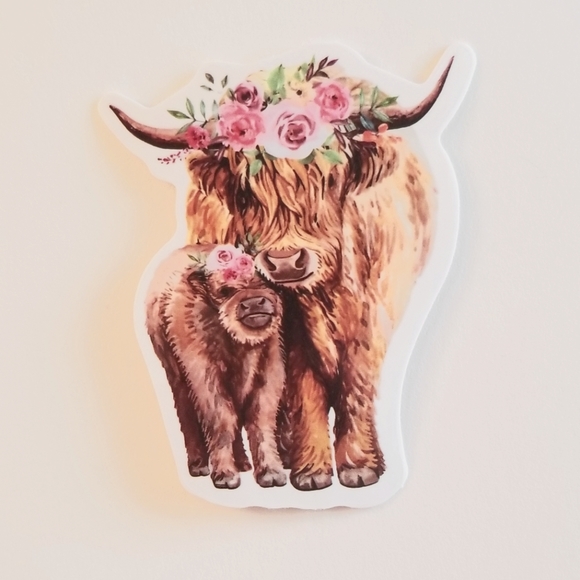 10/$10 Mama & Baby Highland Cow Sticker - Picture 1 of 1